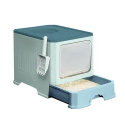 Caja de arena para gatos grande cerrada plegable antisalpicaduras
