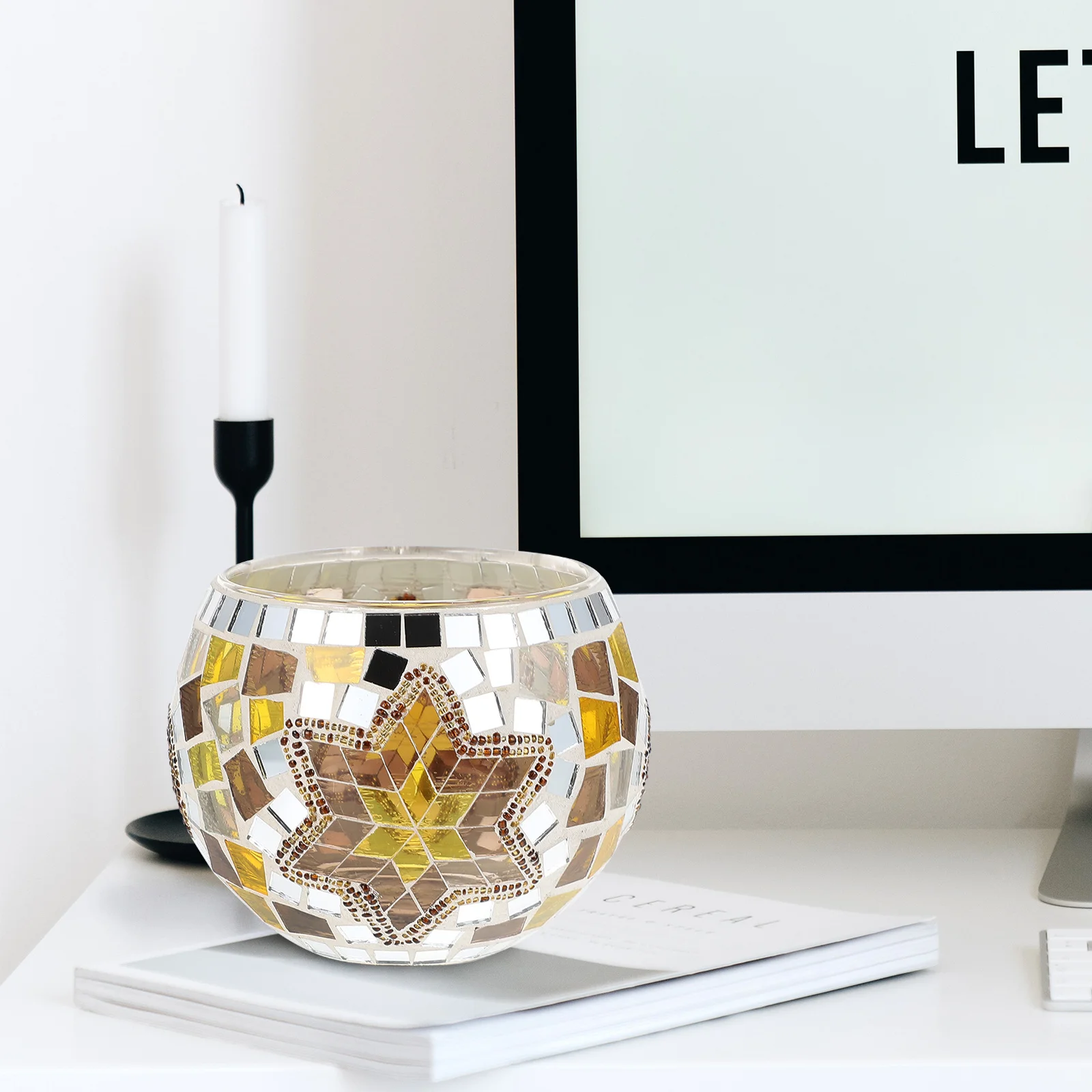 

3 Pcs Fine Workmanship Candlesticks Banquet Candleholder Stylish Easy to Decorate Candleholders European Mosaic Practical Home