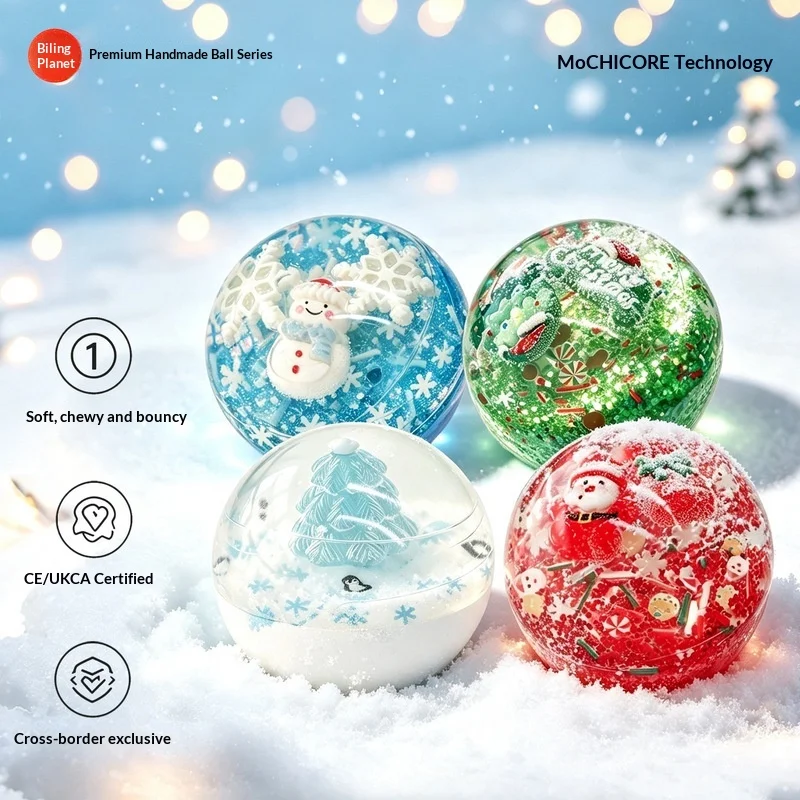 Biling Planet Christmas Squishy Toy Slow Rebound Stress Relief Handmade Squeeze Ball Fidget Sensory Toy For Adult Christmas