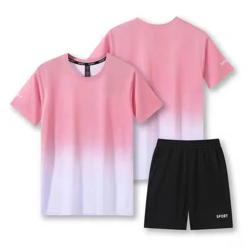 Men's Short Sleeve Running Fitness Suit Quick Dry Basketball Training Wear Sportswear Casual Loose Fit Summer Collection