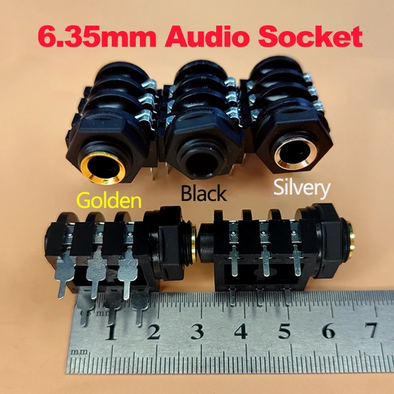 1/10PCS Mikrofon Jack Gewinde PCB Panel Mount Anschlüsse 6,35mm Jack 6Pin Stereo Weibliche Kopfhörer Buchse audio Speakon Stecker