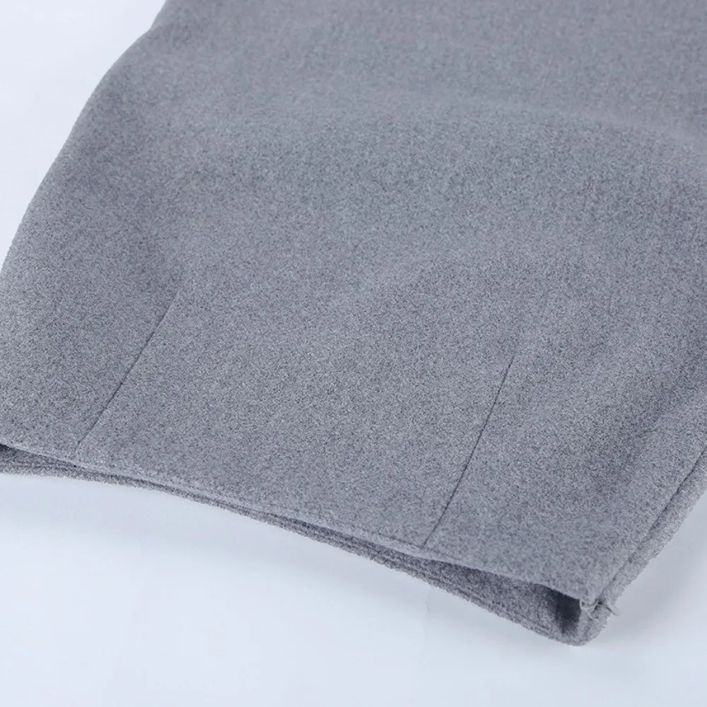 Stylish Grey Wrap Skirt High Waist Loose Fit Midi Skirt Mid Length Casual Skirt Street Wear