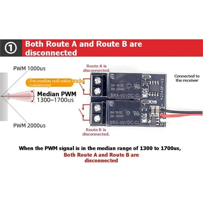 DTB9 PWM Switch Dual Channel Relay RC Model Remote Control On/Off 4.8V-10V for Light Motor Applications