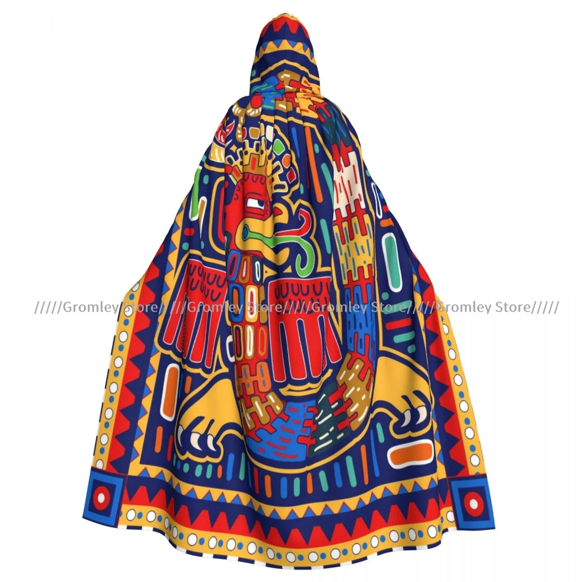 Adult Aztec Ethnic Cloak Cape Hooded Medieval Costume Witch Wicca Vampire Halloween Costume Dress Coat