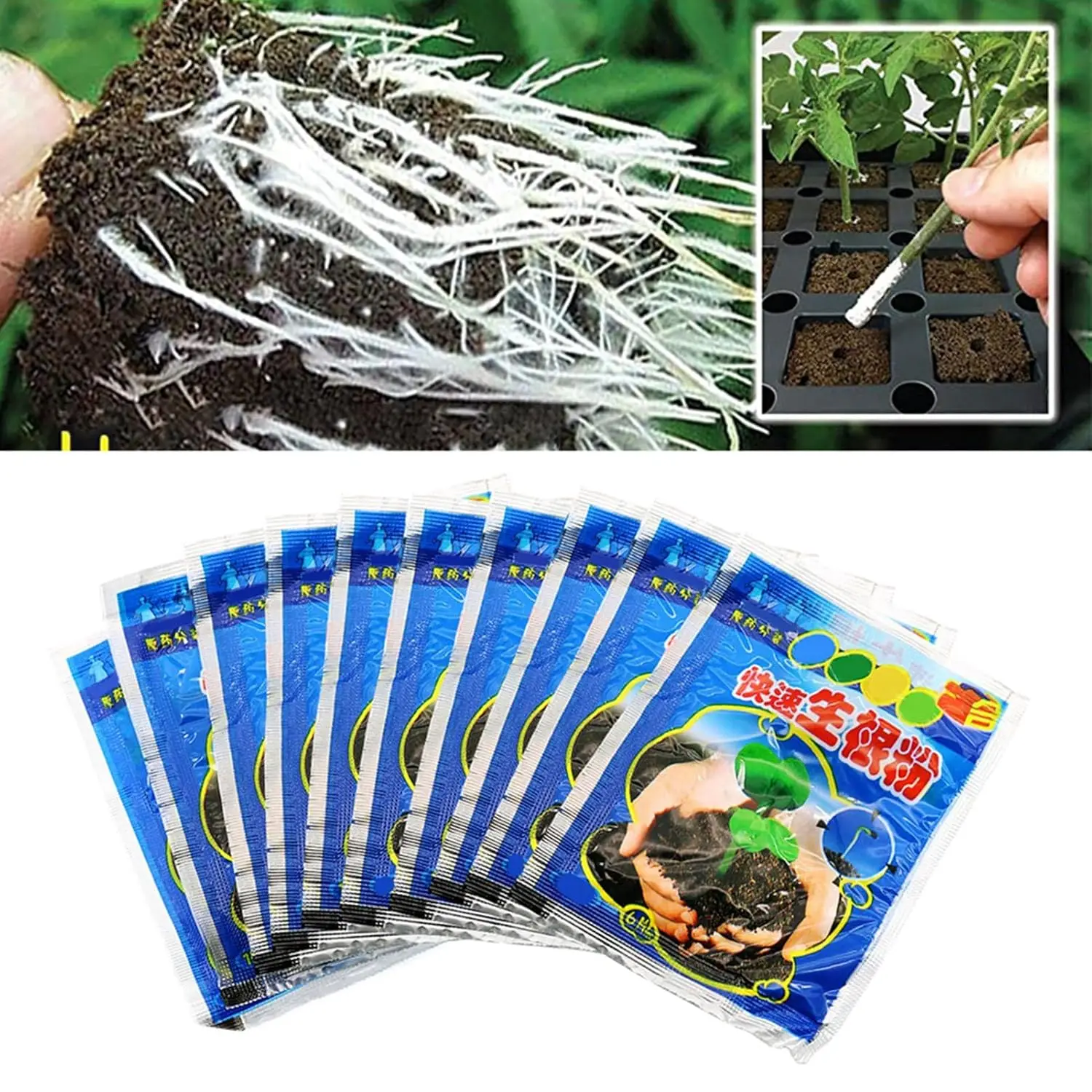 10 Bag 10g Rooting Powder for Cuttings Root Hormone Root Stimulator Fertilizer and Soil Improver Grow New Plants from for Farm