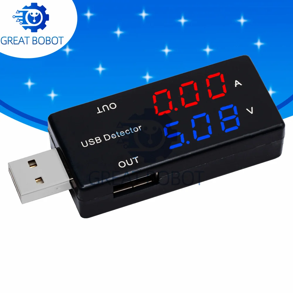 BS Red+Blue Dual USB Current Voltage Tester, Voltmeter Ammeter Charger Doctor Detector