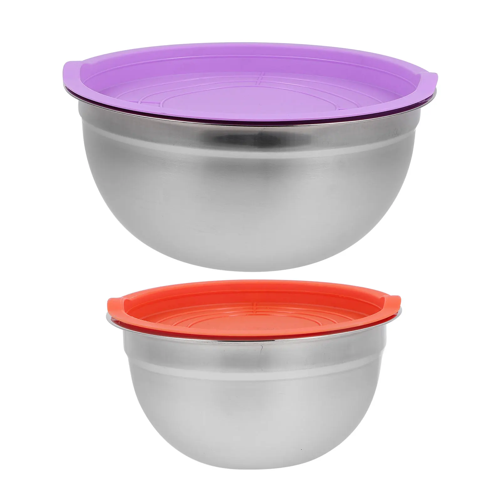 

2Pcs Stainless Steel Salad Bowls Heavy Duty Deep Mixing Bowl for Egg Pasta Dressing Rustproof Kitchen Storage Use