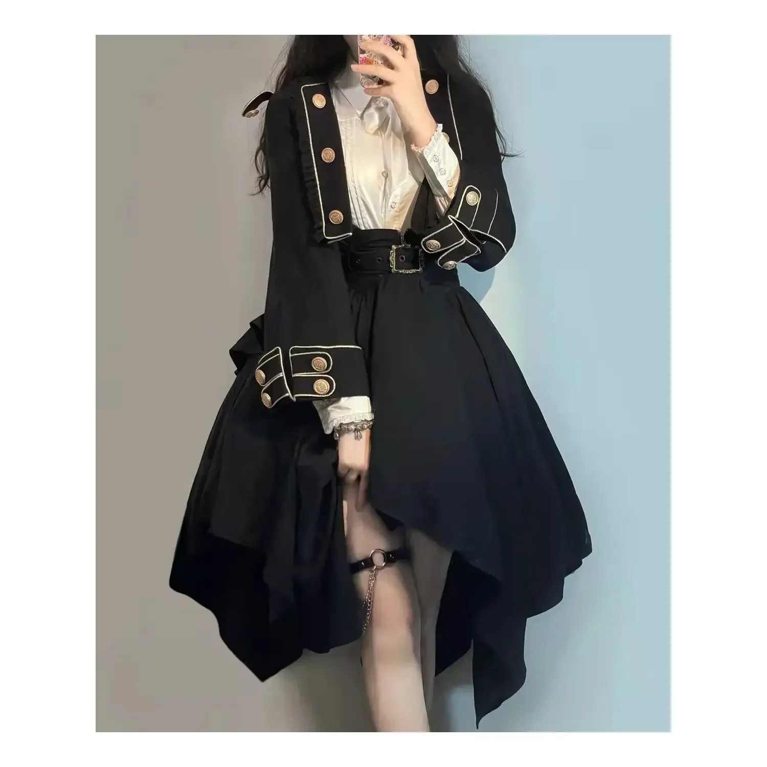 Women Halloween Lolita Set College Style Lolita Jacket Shoulder Dress 2024