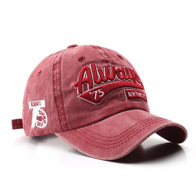 Washed Cotton Baseball Cap Snapback Caps Retro Letter Bone Hats for Men Women Gorras Hombre Dad Casual Casquette