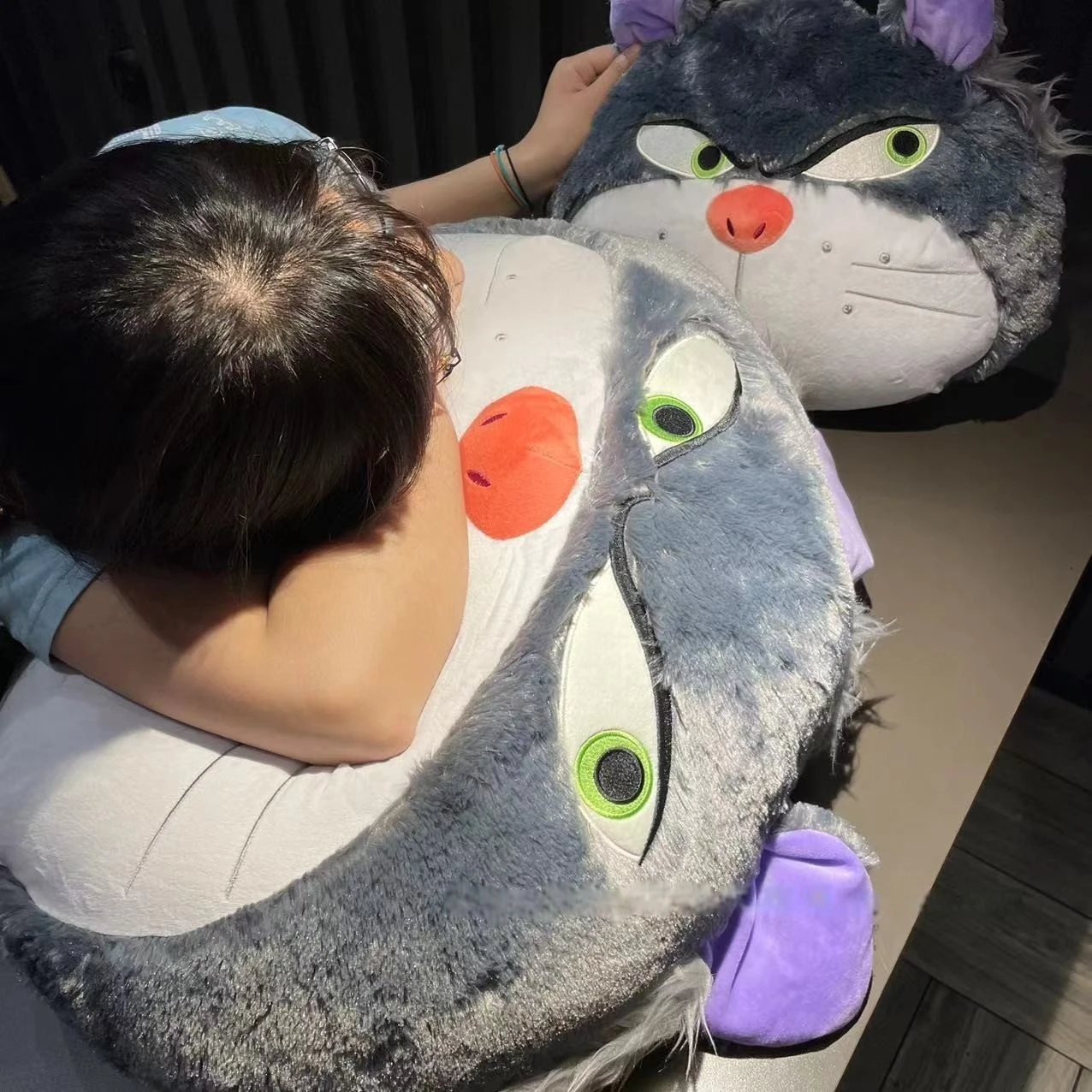 Thickened Lucifer Cat Throw Pillow Sofa Bed Comfortable Back Cushion Grey Cat Plushies Soft Plush Toy Big Size Cushion Gifts