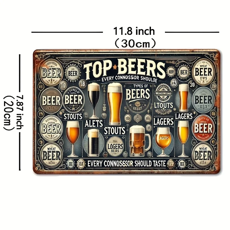 Vintage Beer Metal Wall aluminum Sign - Heavy-Duty Aluminum Retro Brewery Logo Plaque for Home, Bar, for Man Cave
