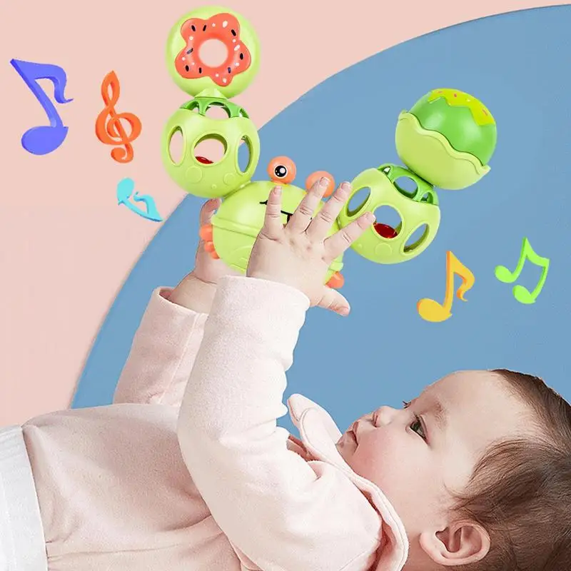 아기 딸랑이 장난감 Teether 손 징글 흔들리는 벨 딸랑이 게 모양 교육 완구, 신생아 딸랑이 Teether 장난감 선물