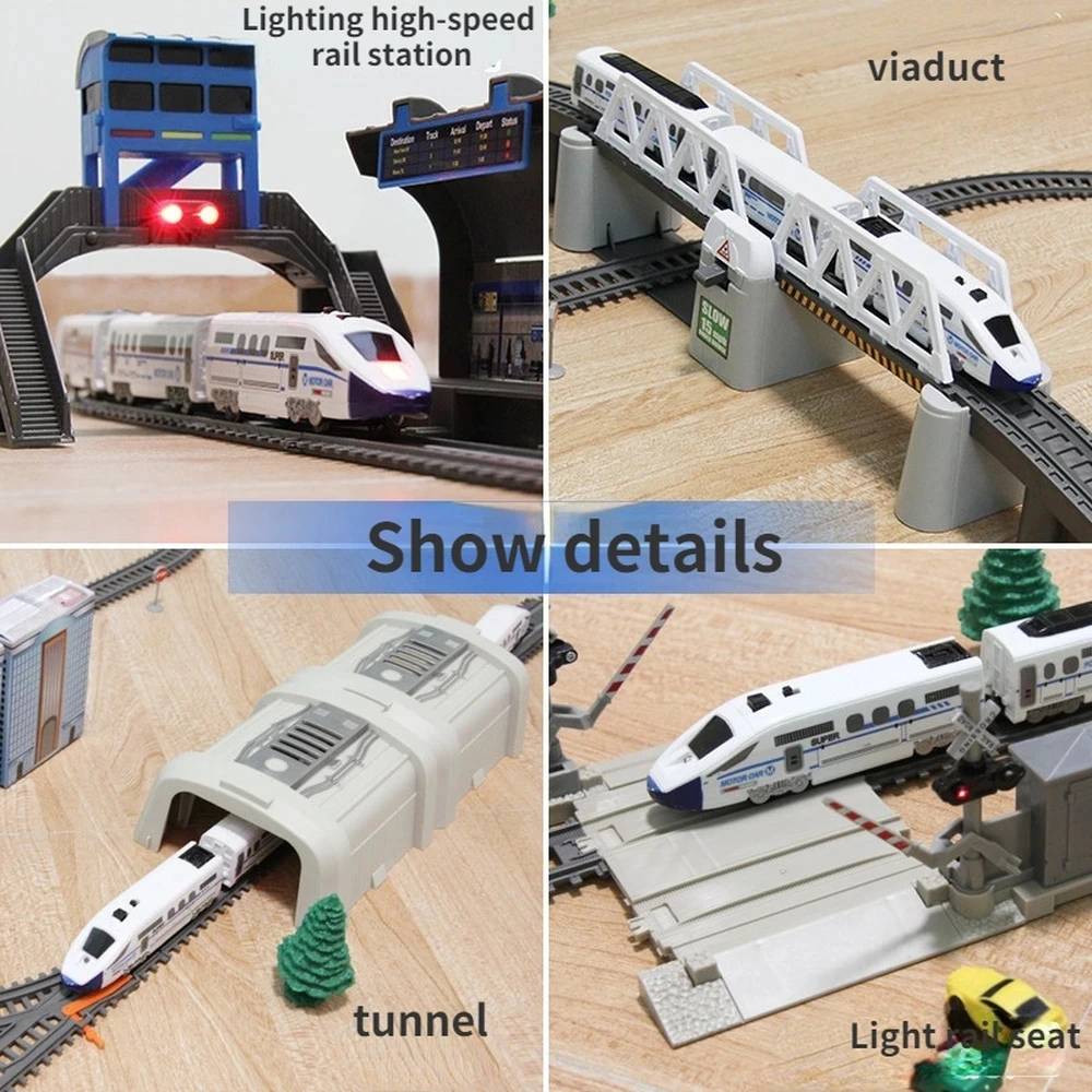 DIY Set Assembly Electric Simulation Model of High Speed Rail Car and Harmony Train Engineering Model Rail Car Toys for Children