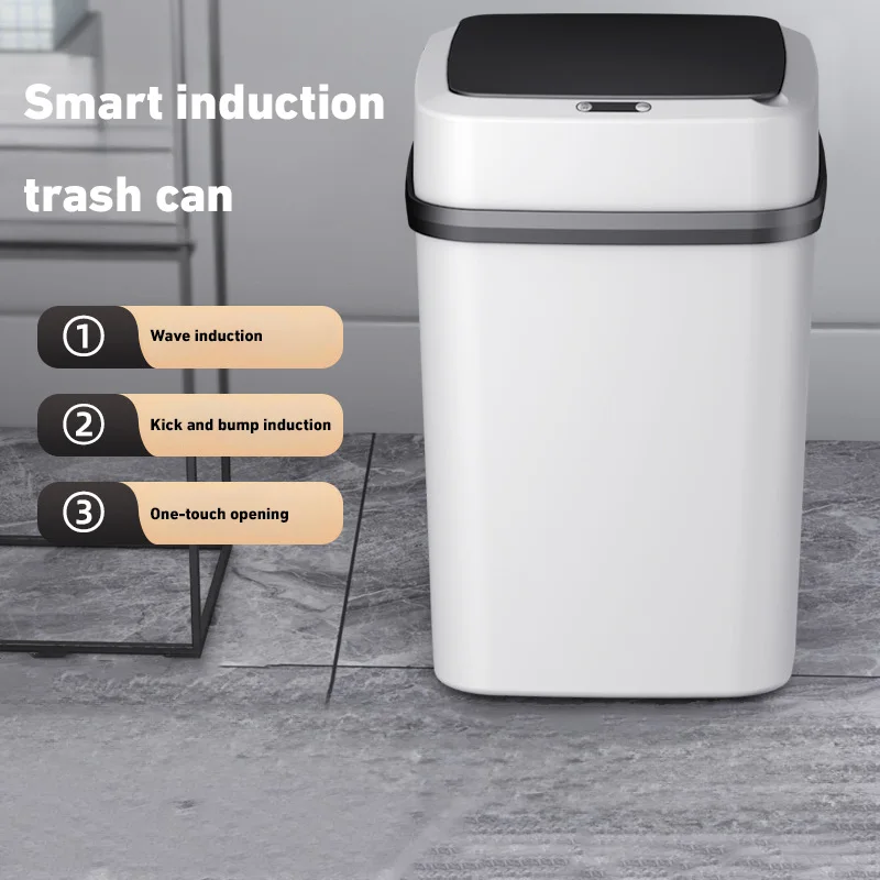 13L Automatic Sensor Trash Can Electric Touchless Smart Sensor Bin Kitchen Bathroom Waterproof Bucket Garbage With Lid Garbage