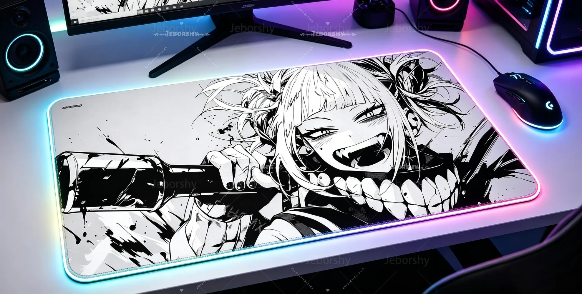 RGB My Hero Academia PC Gaming Accessorie Mouse Pad Keyboard Pad Large Anti-slip Carpets Japanese Anime Mat Home Office Setup