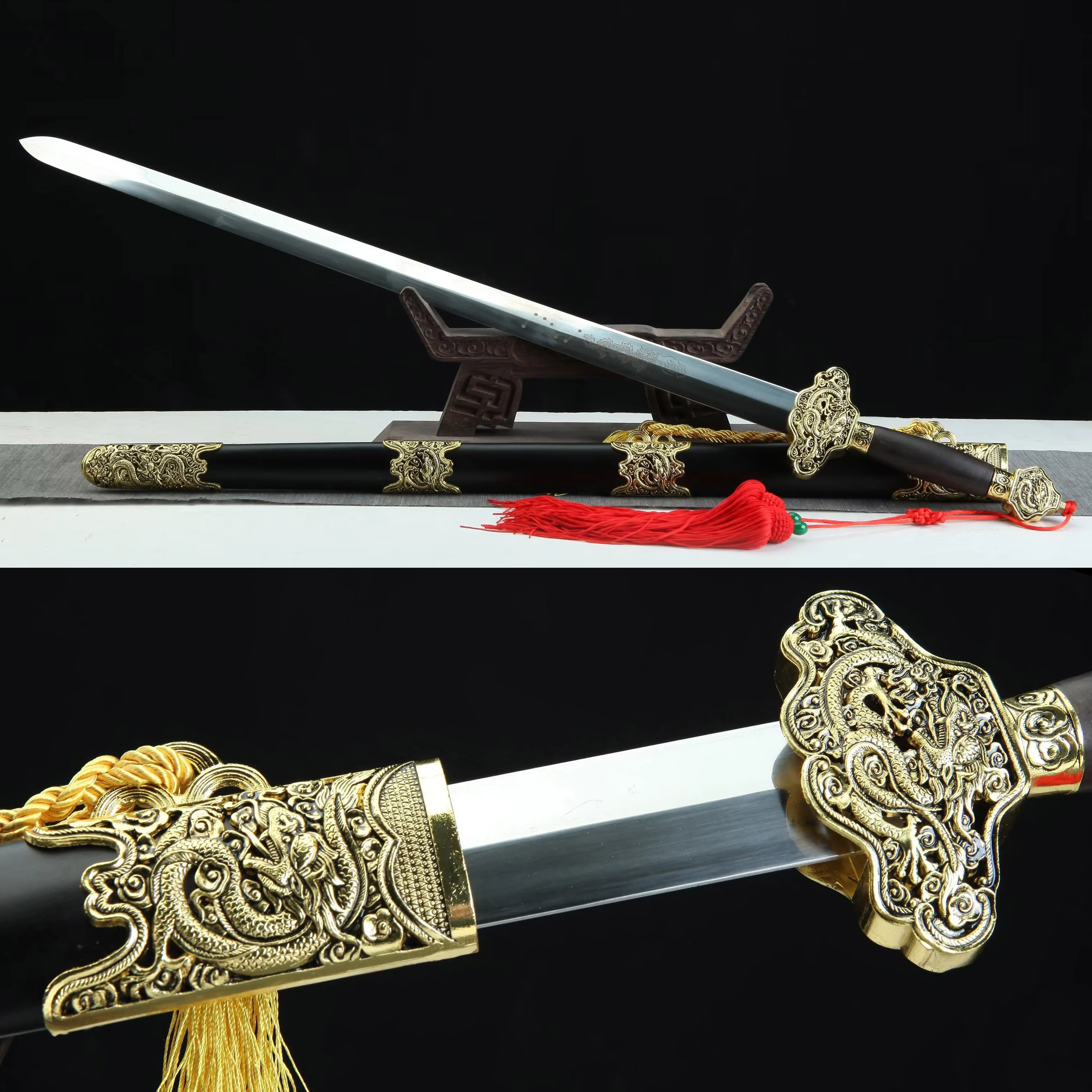 Cosplay Chinese Golden Dragon Kung Fu Sword - Unsharpened Training Katana  Feng Shui Warrior Luck - Gift for Martial Arts Truly