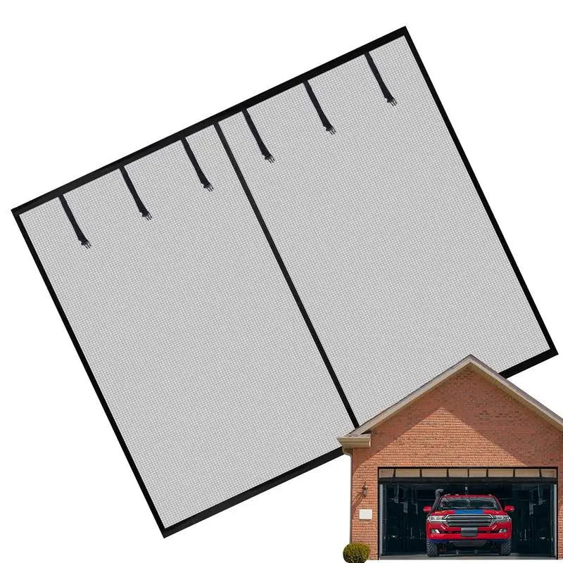 

Garage Screen Fiberglass Fly Screen For Garage Doors Dust-proof Summer Door Screen Mesh No Drilling Double Screen Mesh Curtains