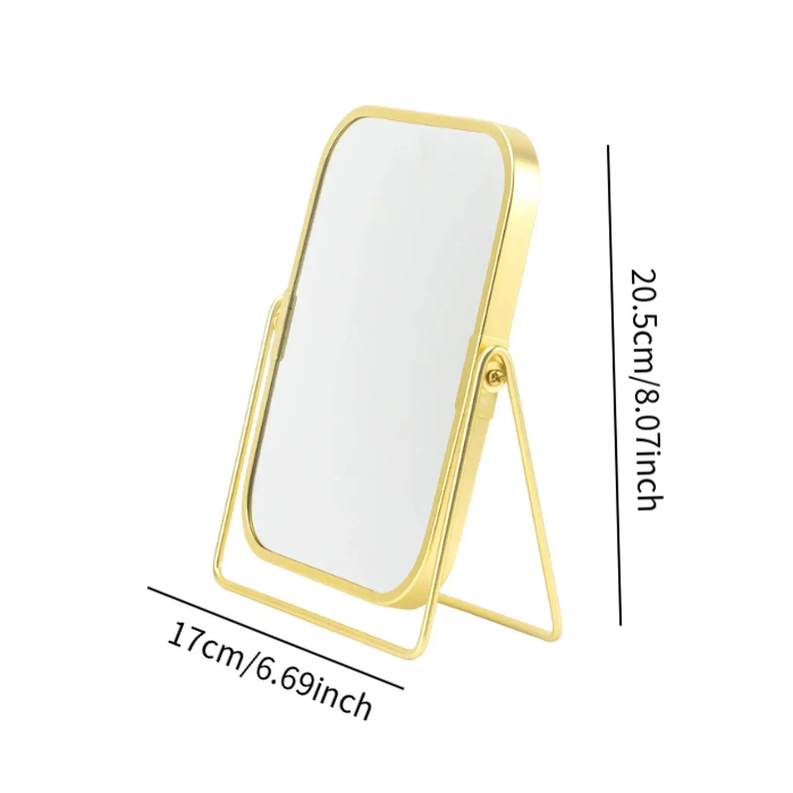 Makeup Mirror Metal Frame Desktop Stand Mirror Double-sided Makeup Mirror for Household Dorm Dressing Room Bedroom Hotel