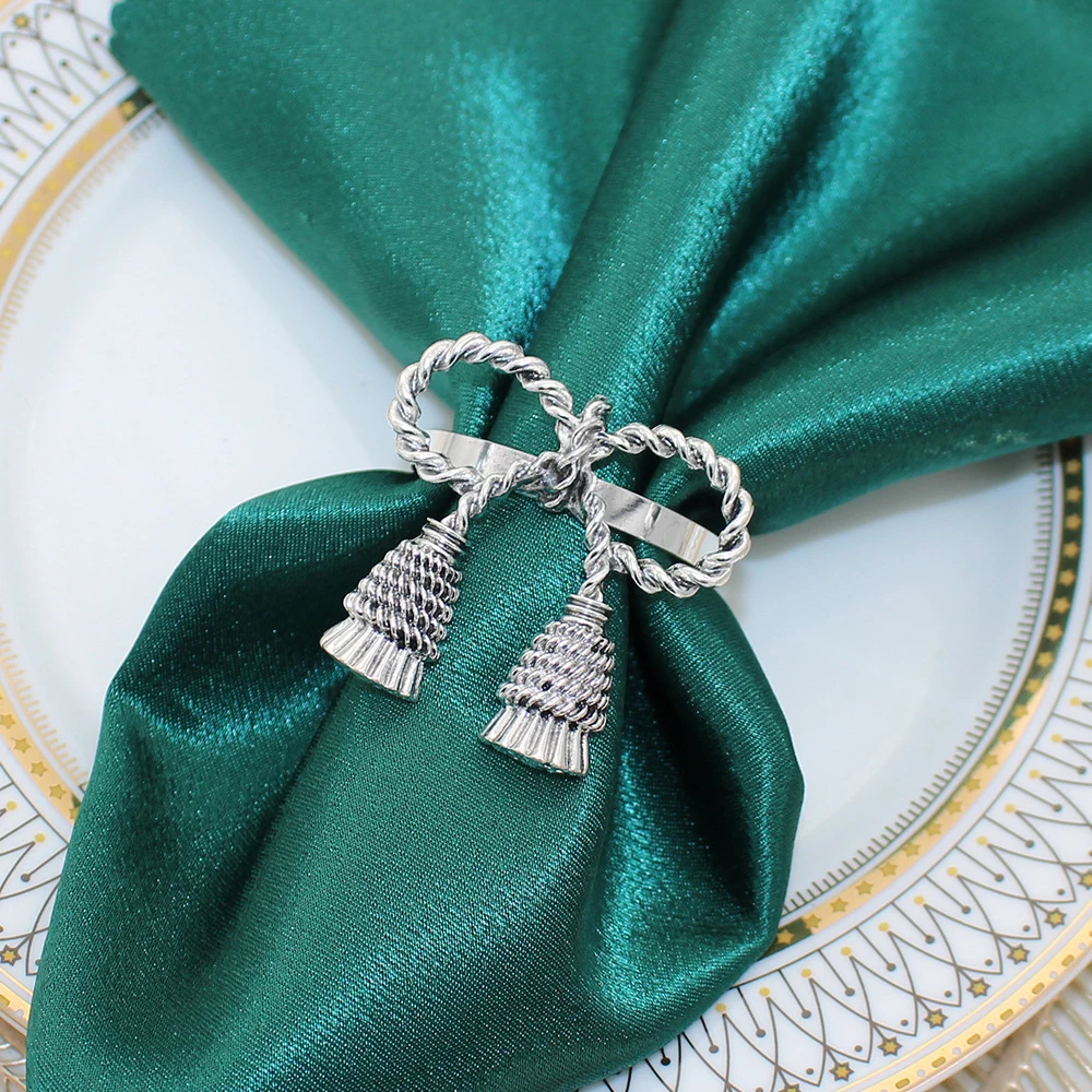 

Napkin Ring Versatile Metal Bow Tassels Napkins Buckle Metallic Kitchen Accessories For Kitchen Tableware Party Table Setting