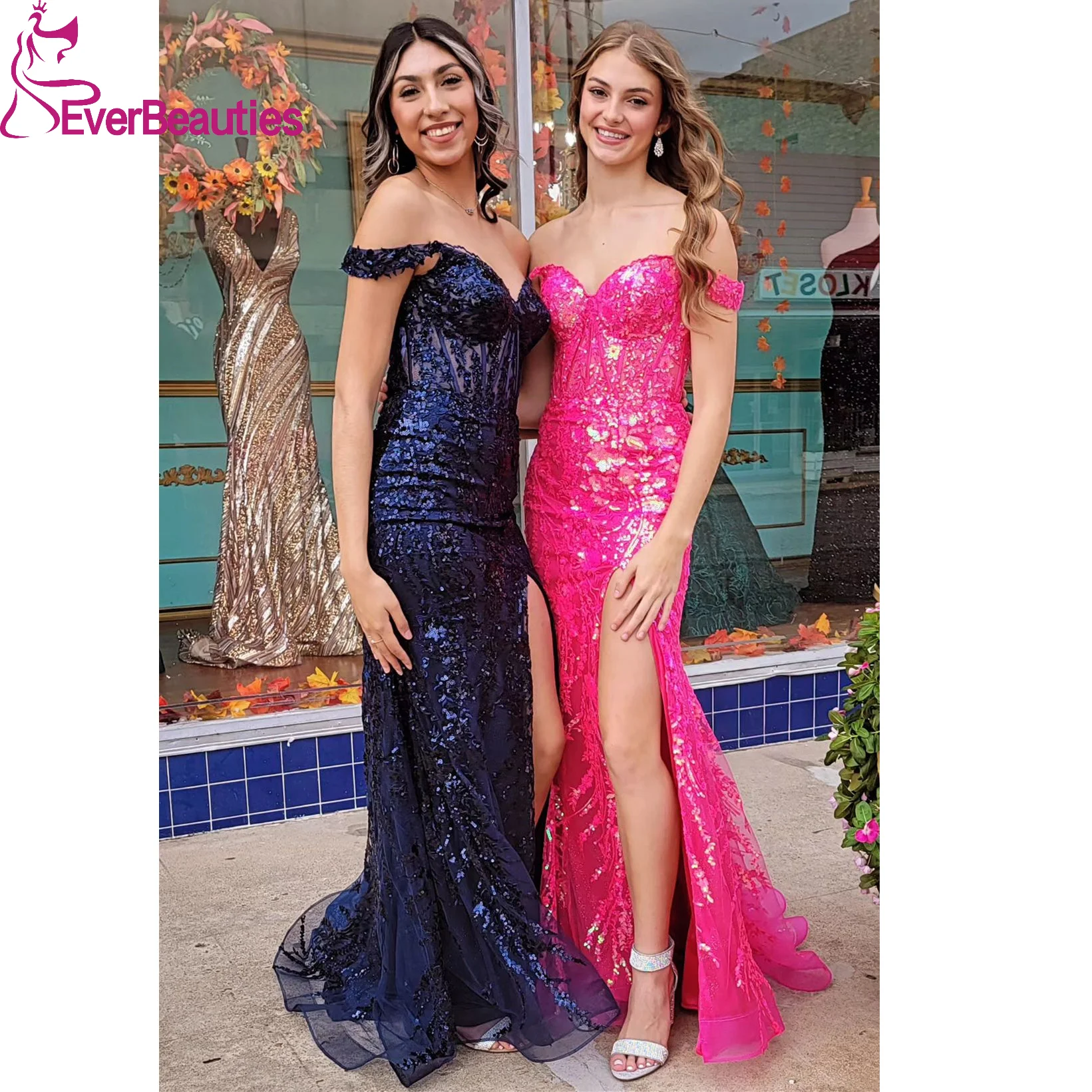 Meerjungfrau Glitter Pailletten Ballkleid für Frauen 2024 Vestidos de Fiesta Elegantes Para sexy rücken freie Seite Schlitz formelle Party kleid