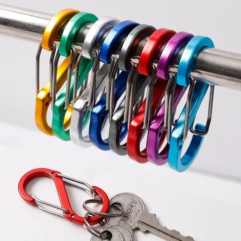 2 Size Alloy S-Shaped Climbing Carabiner / Reversible Padlock Keychain / Multi-functional Portable and Durable Climbing Accessor