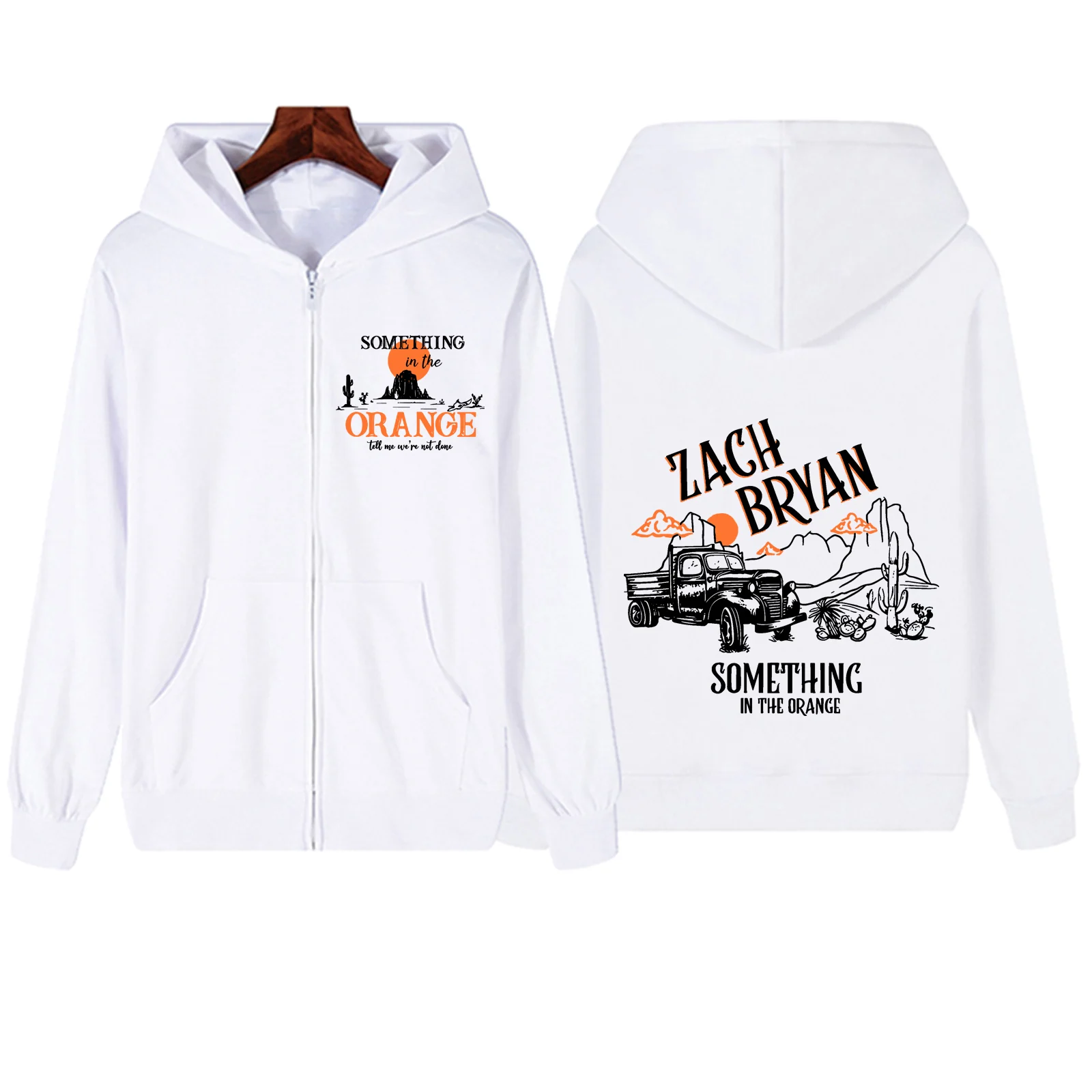 Zach Bryan Something in The Orange 2024 Zipper Hoodie Harajuku Pullover Tops Streetwear Music Fans Gift V-Neck Sweatshirts