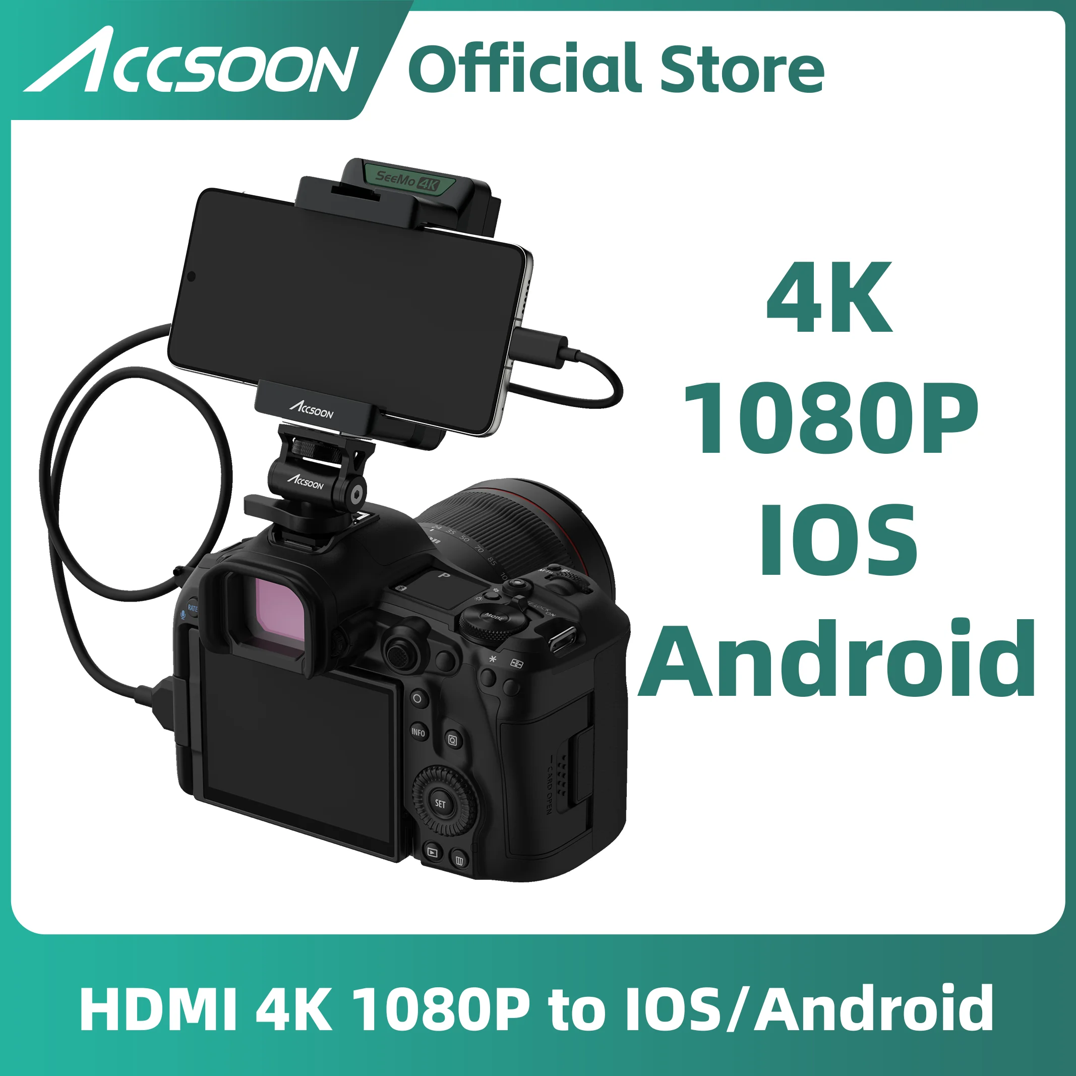 ACCSOON SEEMO HDMI Video transmission by Cable Capture Card 1080P60 camera HDMI Video Recording for iPhone iPad Live-Streaming