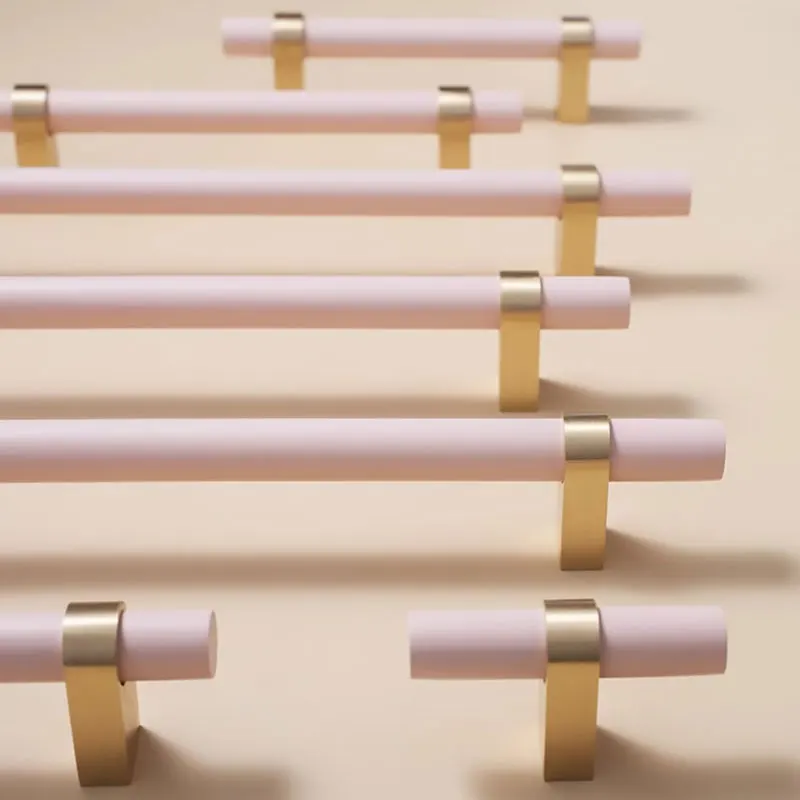 Wooden Cabinet Handles Pink White Drawer T Bar Knobs For Children's Room Brass Bookcase Wardrobe Pulls Modern Furniture Hardware
