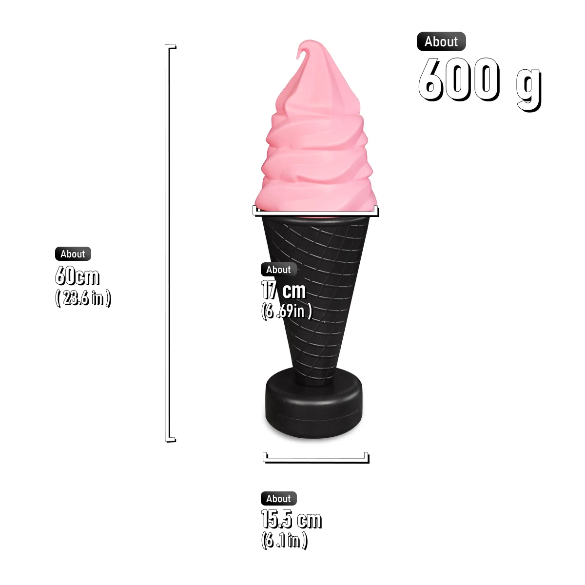 60 cm riesige gefälschte Eis-Fotografie-Requisiten – großes PVC-Dessertmodell für Fotografie, Schaufenster, Dekoration, Geburtstagsfeier – Detail 13