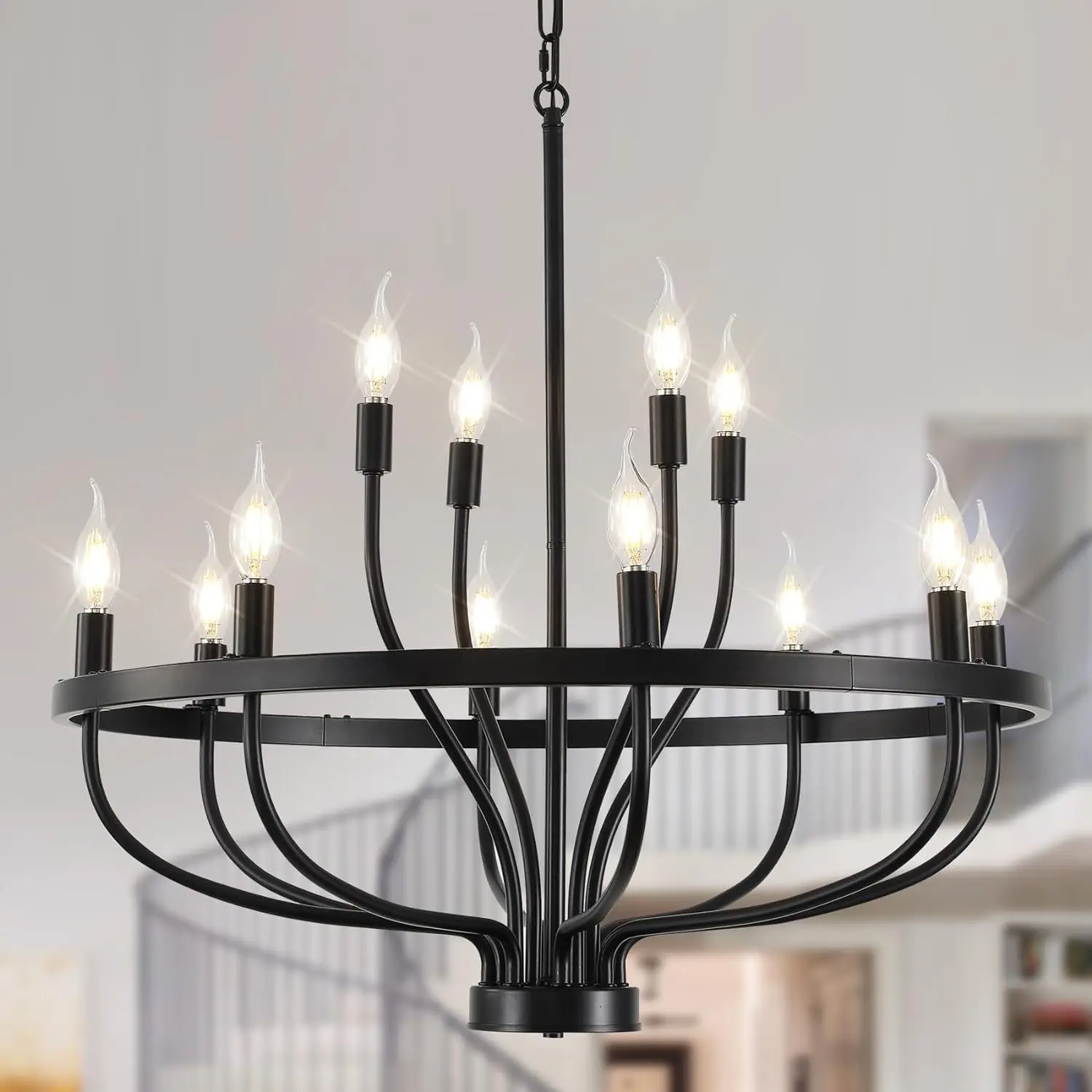 

American rural simple wrought iron chandelier villa living room duplex floor restaurant clothing store bed and breakfast hotel w