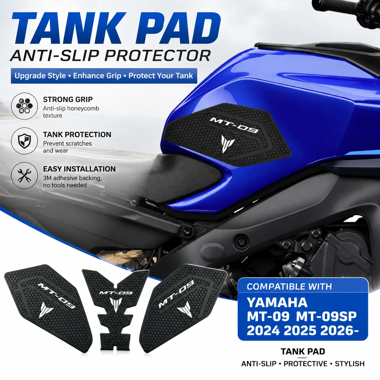 

Fuel tank pad for Yamaha MT-09 MT09 MT 09 SP 2024 2025- motorcycle side pad protective sticker gas knee grip traction pad