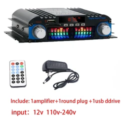 1600W Peak Power HiFi Sound Amplifier Digital 4 Channel Audio Amplifier Bluetooth Karaoke Player FM Radio Support Remote Control