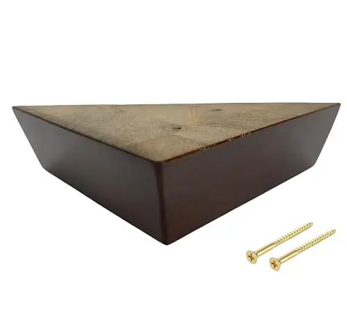 

Dark Walnut Wooden Triangle Furniture Feet 4-Pack For Sofa Chair Couch 1.5 Inch Height 5 Inch Base