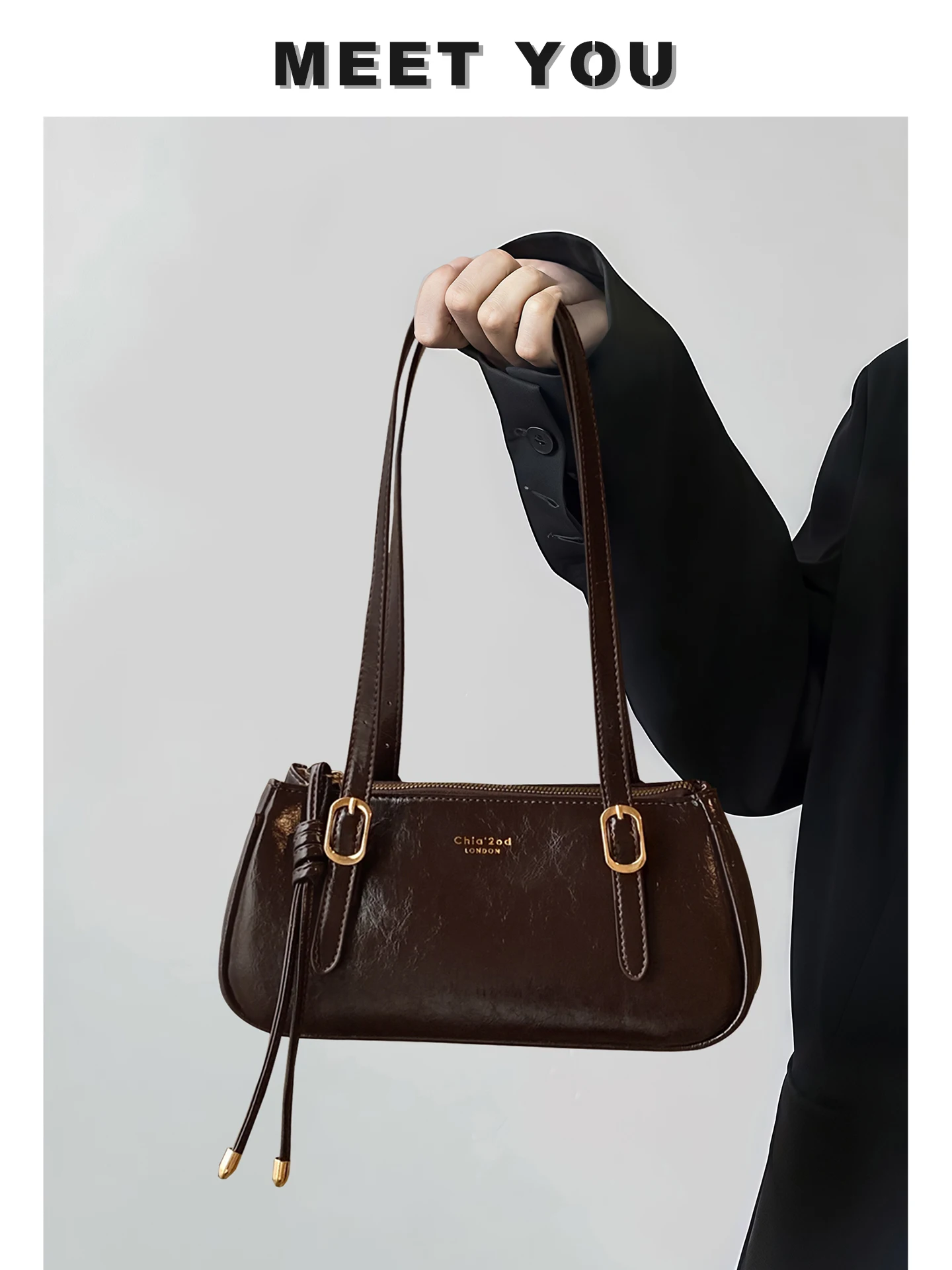 

Элегантная женская сумка-клатч карамельного цвета в форме французского багета, модная, минималистичная, с двумя ремнями и застежкой-молнией, для повседневного использования.