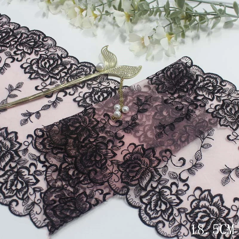 1Meter Two Tones Embroidery Mesh Lace Trim Clothes Accessory Lingerie Bra Girl's Dress Sewing DIY Fabric