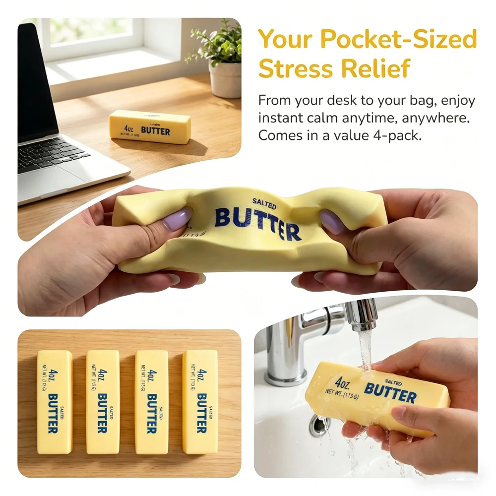 Butter Stick Squishy Fidget Toys Elastic Cheese Stick Funny Squeeze Prank Toy Stress Anxiety Relief Game - view 5
