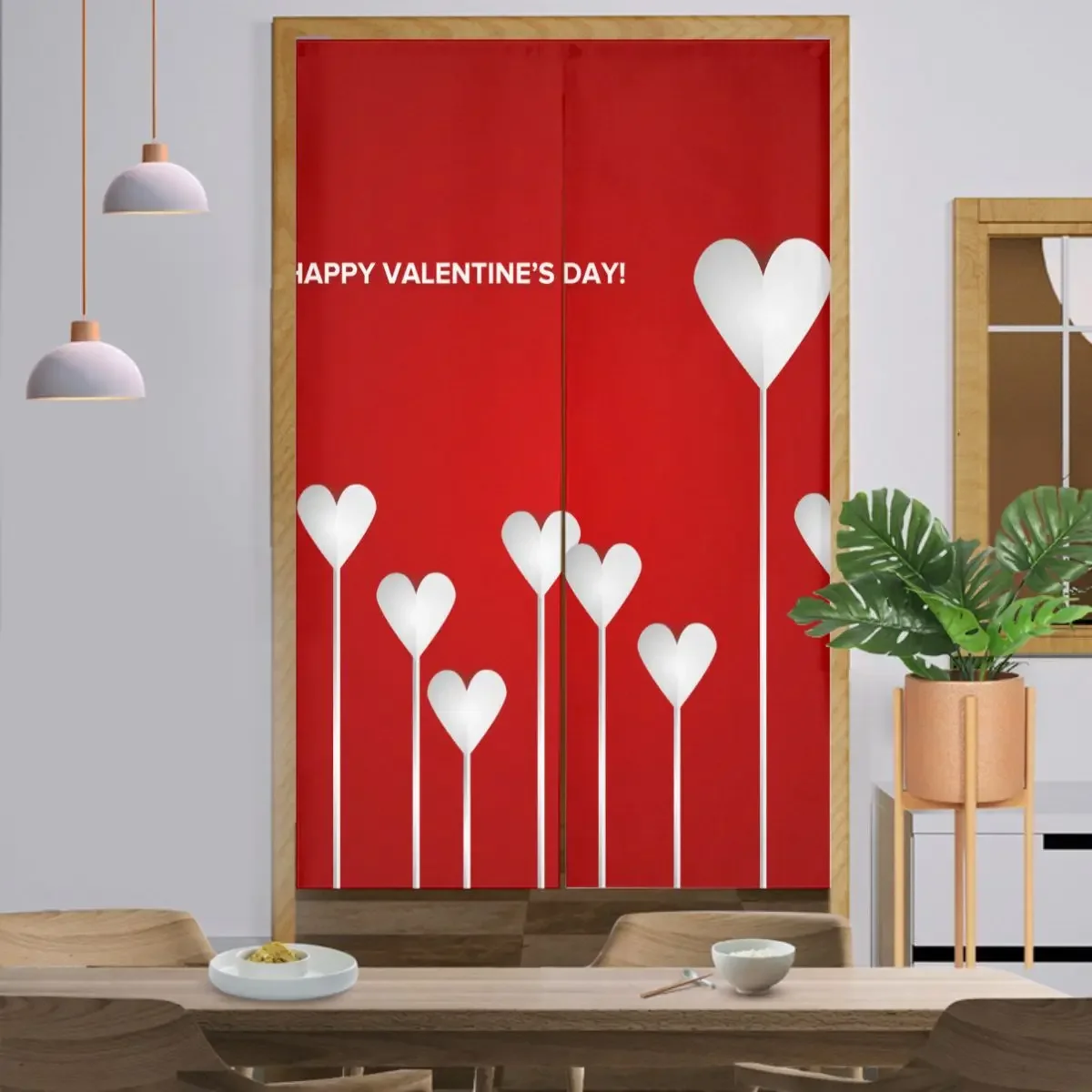 Valentine's Day Door Curtains Love Heart Living Room Bedroom Partition Curtain Holiday Atmosphere Decoration Doorway Curtains