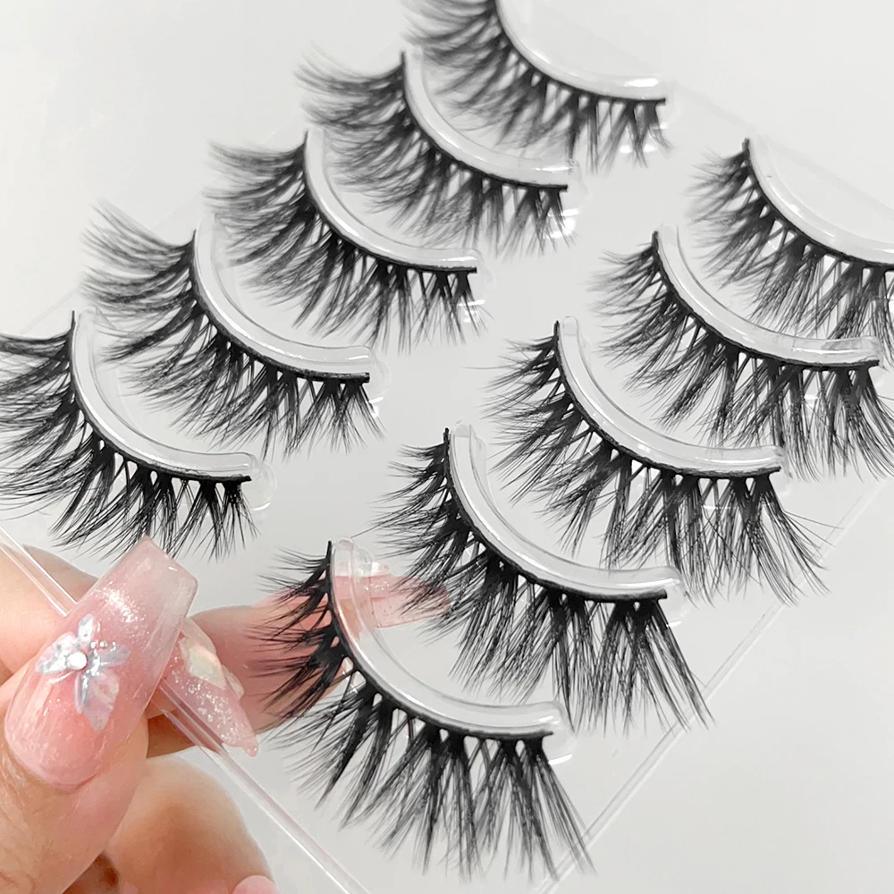 5 pairs Manga Lashes Natural False Eyelashes Faux Mink Fluffy 3D Volume Fake Eyelash Curl Korea Fashion Makeup Lash Easy Wear