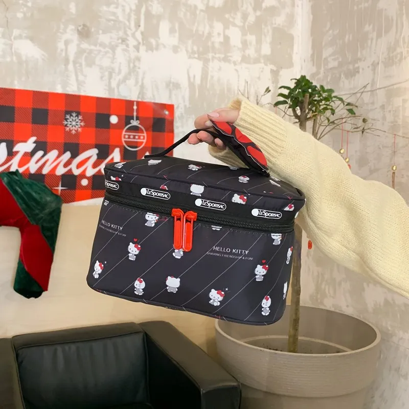 

Cartoon Printed Kitten Handbag New Printed Makeup Bag Girly Heart Storage Cute Bag Gift for Daily Travel Home Organizer