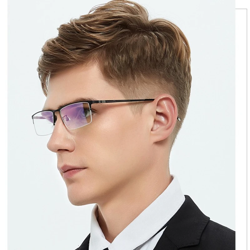 

Ultra-Light Pure Titanium Myopic Eyeglasses Frame Men Anti-Blue Ultra Light Half Frame Business Flat Glasses Spectacle Frame