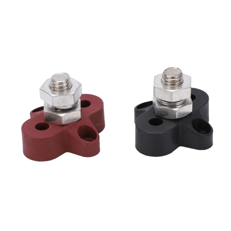 2pcs M10 Battery Power Junction Post Block Insulated Metal Terminal Stud DC48V Maximum For Cars RVs ATVs