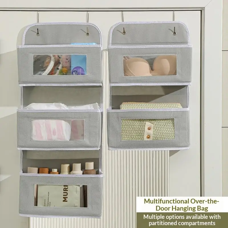 Over The Door Hanging Organizer With Clear Windows Large Pockets For Bedroom Bathroom Storage
