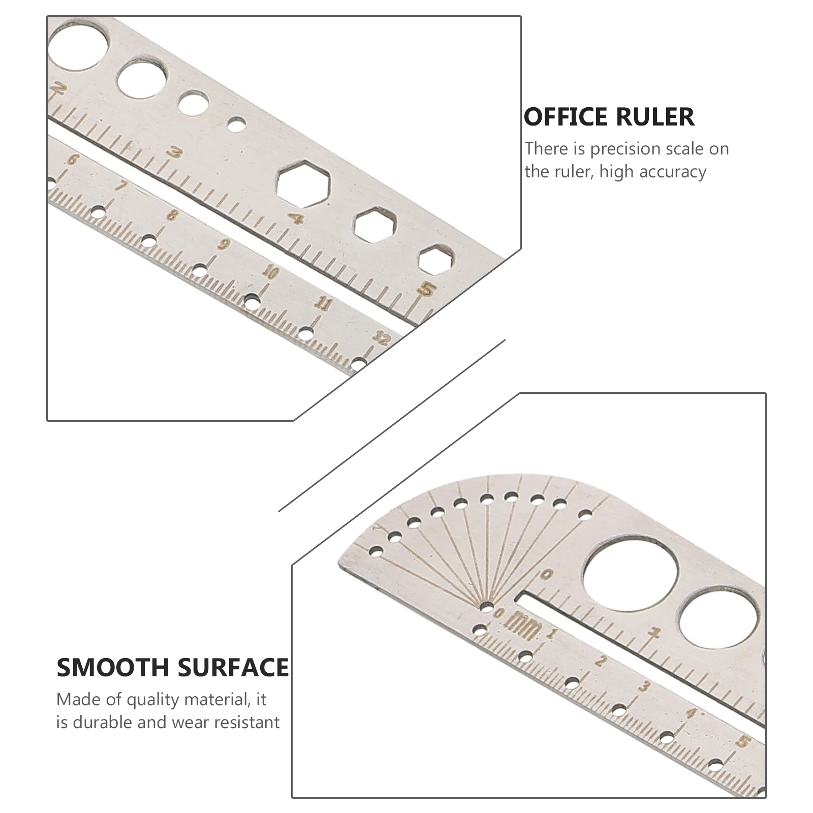 

1pc Stainless Steel Ruler Hexagon Measuring Straight Precision Office Home School Factory Multipurpose Gift Clear Scale