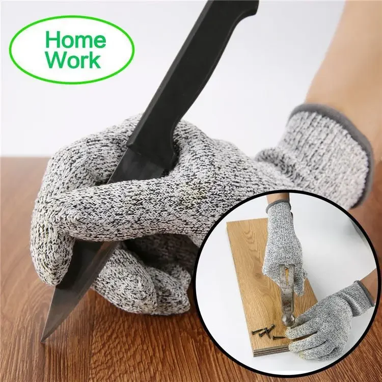 1 Pair Grade 5 Cut Resistant Gloves Machine Washable Kitchen HPPE Scratch Resistant Glass Cutting Safety Protection For Gardener