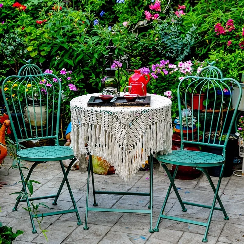 Outdoor table and chair courtyard chair tea table combination sofa cast iron art park chair tea set balcony coffee table