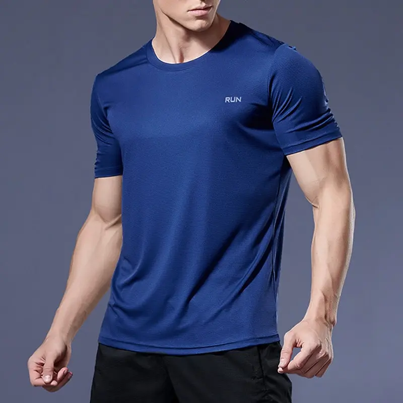 High Quality Polyester Men Running T Shirt Quick Dry Fitness Shirt Training Exercise Clothes Gym Sport Shirt Tops Lightweight