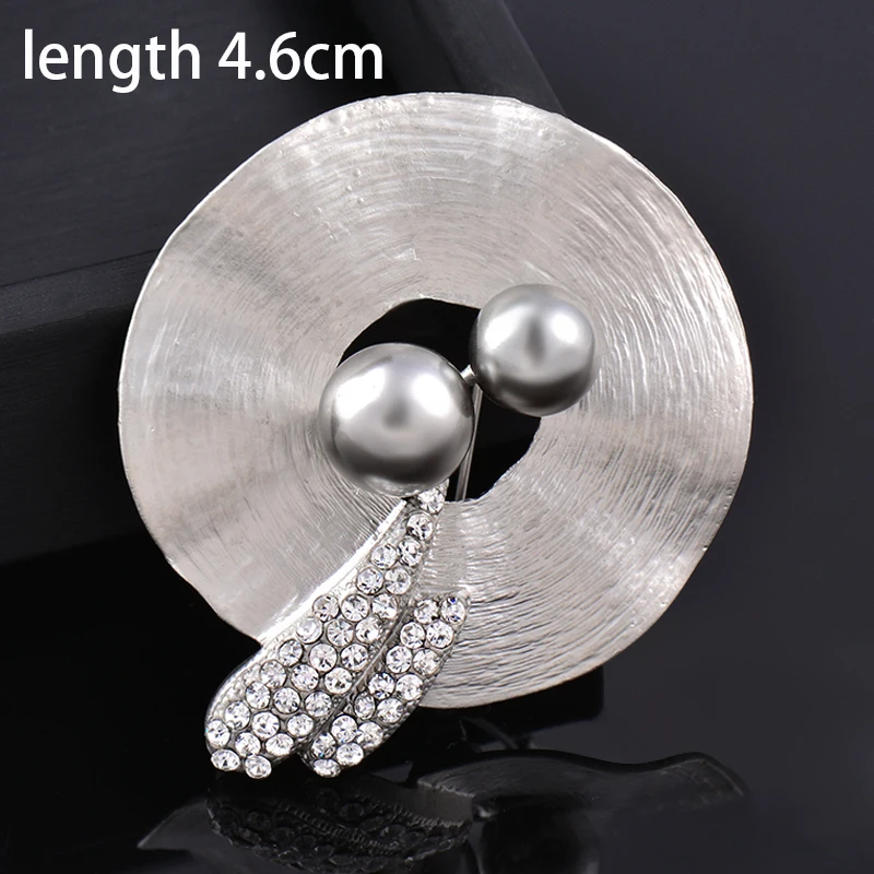 SINLEERY Vintage Boho Silver Color Metal Hollow Brooches Pins With Big Pearl Women Wedding Bridal Jewelry