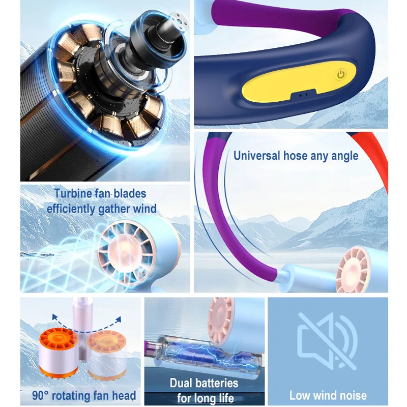 Hanging Neck Fan Type-C Charging 2400mAh Battery Portable Small Halter Turbine FanNo Noise Fan for Outdoor Travel Sport image 5