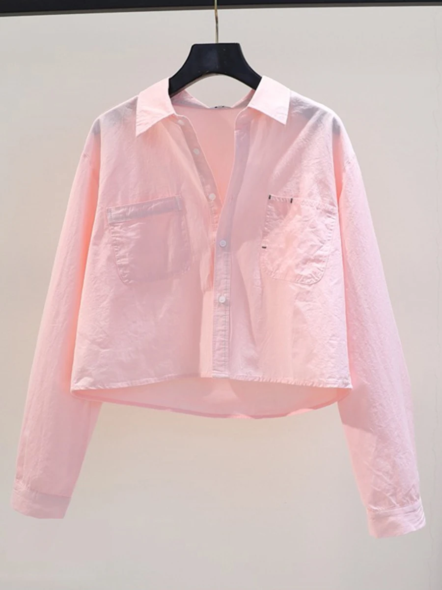 

Candy Colored ort Length Women's Sun Protection irt Loose Long Sve Korean Sle Casual Artistic Top Commute Faion