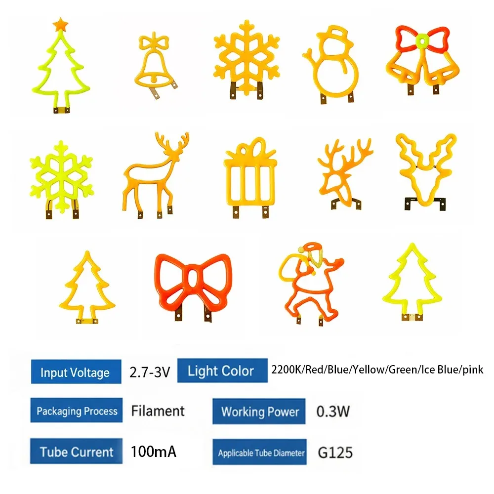 Christmas Decoration LED Neon Sign Light Deer Head LED Lamp Christmas Hat Elk Tree Snowflake Decor Room Wall Shop Window Hang view 5
